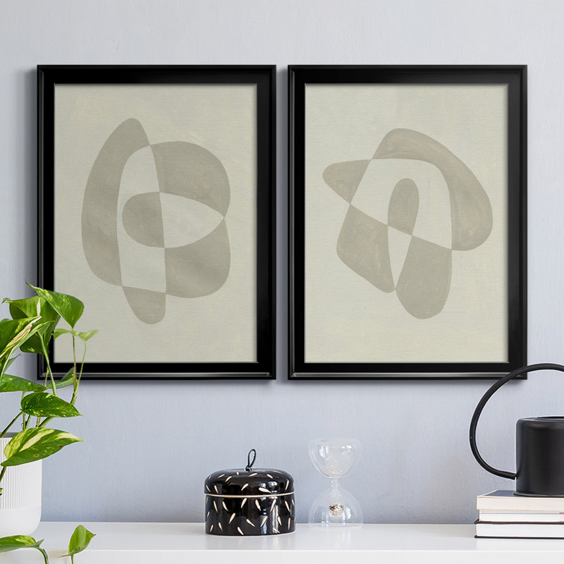 Soft Shape III - Ensemble de 2 peintures sur toile encadrées, H 42,5 po x l 61 po x P 1 po, Cadre noir