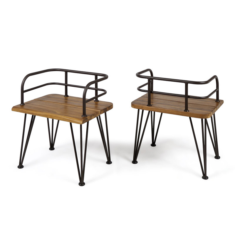 ZION INDUSTRIAL WOOD AND METAL CHAIR (Set Of 2)