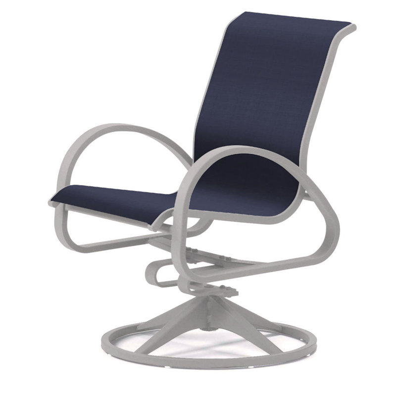 Aruba 1 Outdoor Dining Armchair, Textured Graphite, Navy 13D Sunbrella®