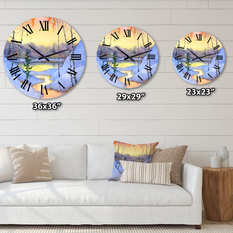 Horloge murale Stream In The Winter Forest II - Lake House, Moyenne