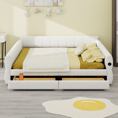 Platform Bed With Upholstered Design, And Drawer Storage
