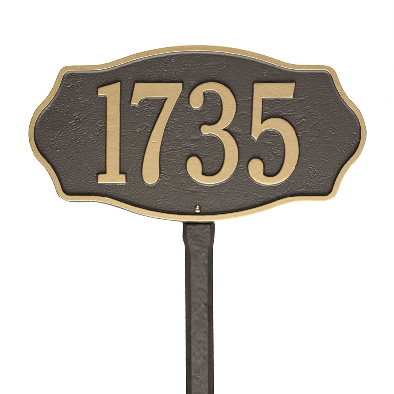 Hampshire 1-Line Lawn Address Sign, Bronze/Gold, Yes