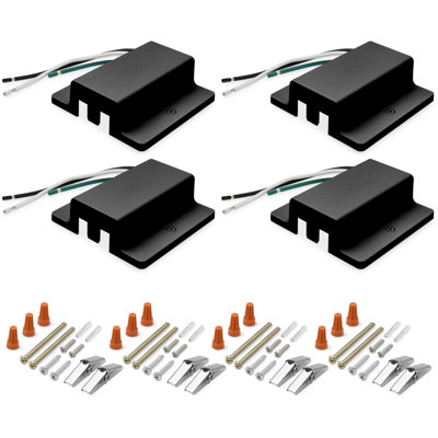 Luxrite H-Track Floating Canopy, H-Track Lighting Power Feed Canopy, Compatible with Standard H-Type 120V 3-Wire Single Circuit, Black 4 Pack