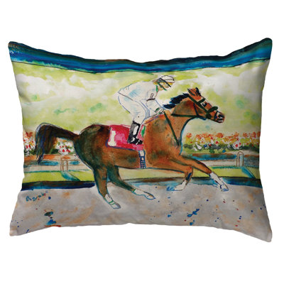 Racing Horse Outdoor Reversible Throw Pillow