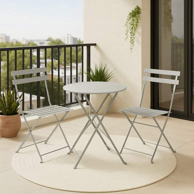 3-Piece Folding Bistro Set, Outdoor Garden Metal Table and Chairs, Powder-Coated Steel, 4 Colours Available