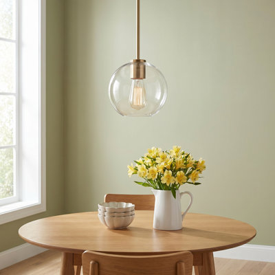 Luminaire suspendu sphère en acier 1 lumière l 8 po avec abat-jour en verre transparent Childerley