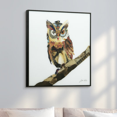 «Tyla The Wisest Owl» par Alex Zeng, reproduction d'art graphique sur verre