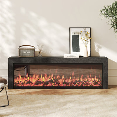 French minimalist simulated fire electric fireplace