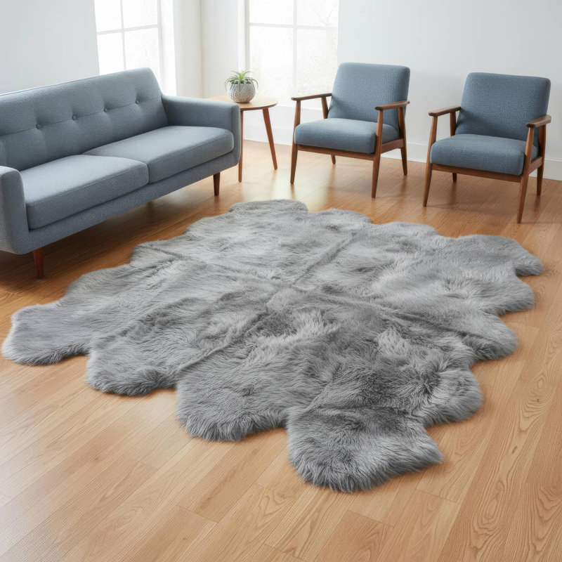 Tapis moelleux en peau de mouton Everly Quinn, Nouveauté 5 pi x 6 pi 8 po