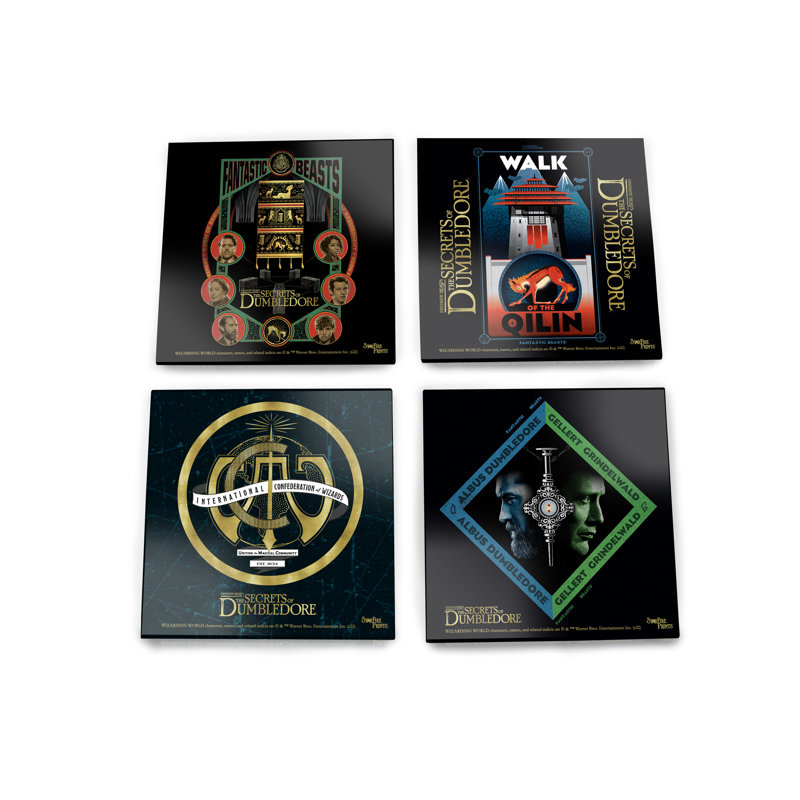 (Symboles) Ensemble de sous-verres en verre Starfire, Fantastic Beast 3 / Les Secrets de Déboulédore