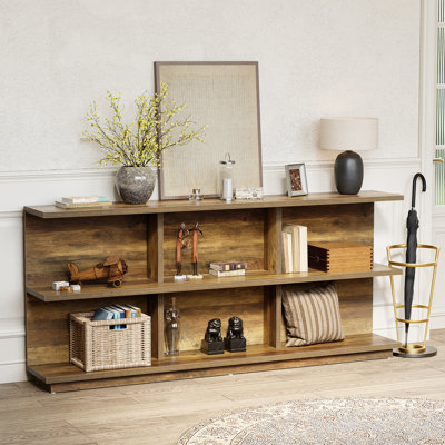 69" Rustic Brown Storage Console Table For Entryway
