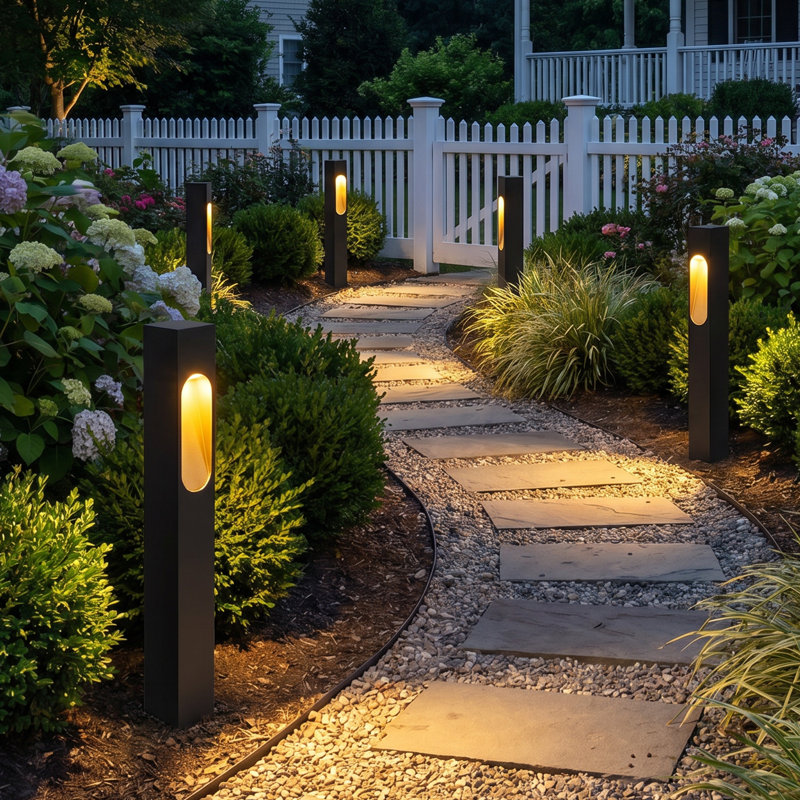 Low Voltage LED Path Lights, Modern Black Aluminum Landscape Lighting