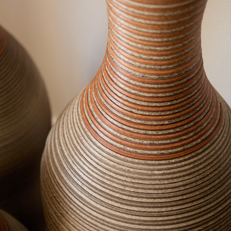 (Ensemble de 3) Vase de plancher moderne en PVC, avec vase à motif de ressorts, Brun / gris