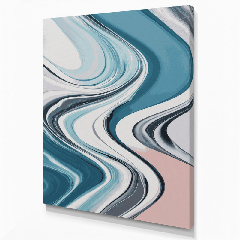 Abstrait art fluide sur toile grise 69, H 36 po x l 24 po