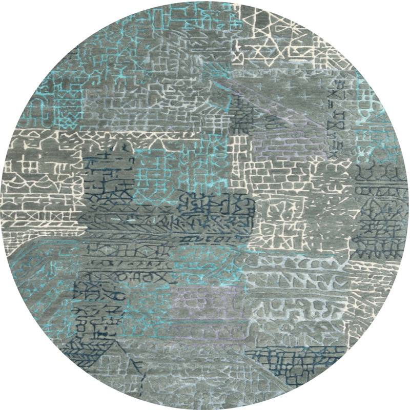 Tapis brun/bleu zone contemporaine, Rond 4 pi