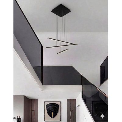 Lustre 3 lumières DEL en métal noir mat avec température de couleur DEL sélectionnable