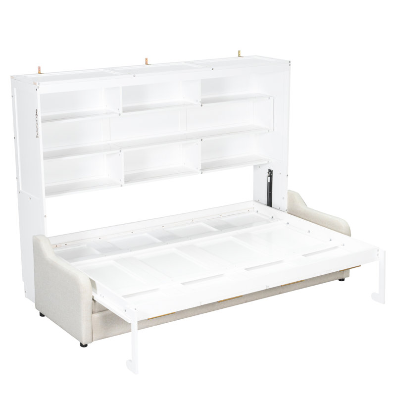 Lit double pleine grandeur avec tablettes de rangement et lumières à DEL douces, parfait pour l'espace, Grand lit