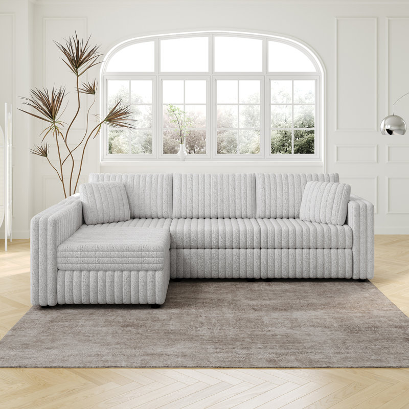 Canapé modulaire en L avec coussins, Microfibre gris clair
