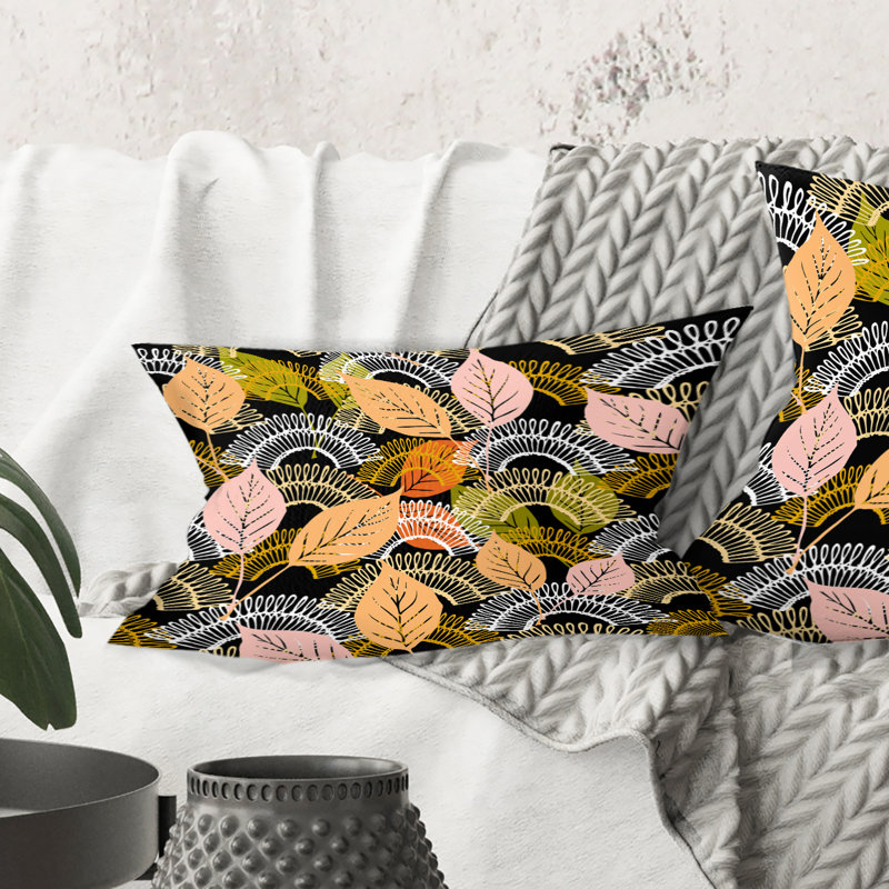 Leaves Lace Textured Pattern Lumbar Pillow