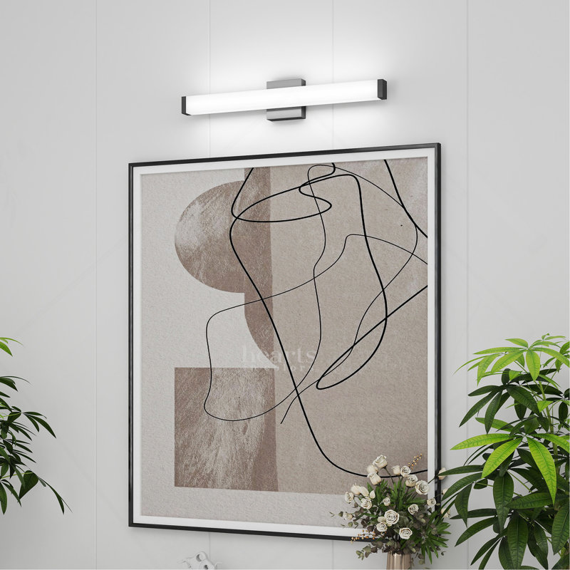 Lumière de meuble-lavabo noir - lumières de meuble-lavabo modernes de 25 po pour salle de bain - lumières de salle de bain 14W à DEL sur miroir blanc froid 6000k