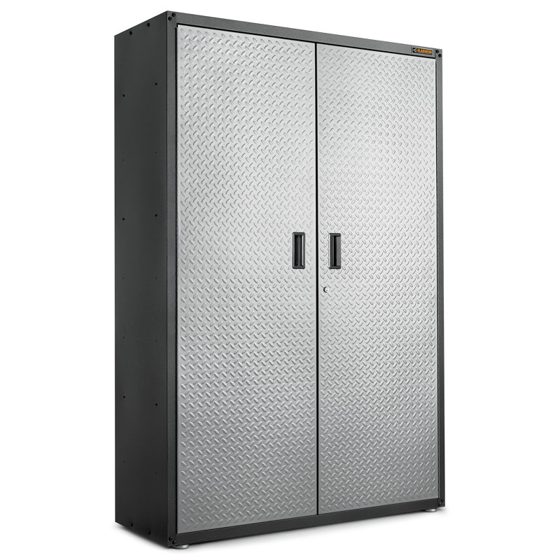 Single Storage Cabinet, Silver Tread/Black