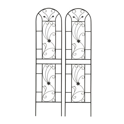 Ensemble de 2 treillis de jardin en métal 86,7 "x 19,7" antirouille pour plantes grimpantes support de fleurs extérieur noir