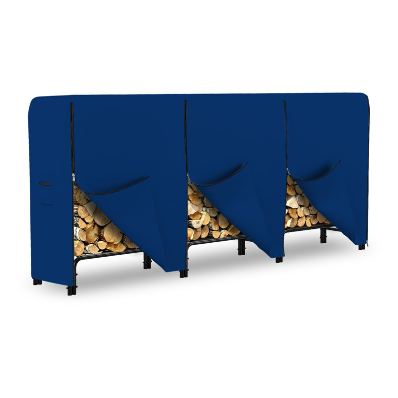 Kian Heavy Duty Waterproof Outdoor Firewood Cover, All Weather Protection UV Resistant Wood Rack Cover, Blue