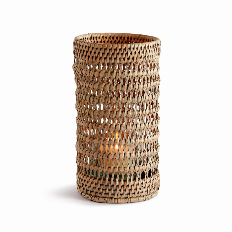 BURMA RATTAN HURRICANE SMALL, 9.45" H x 5.51" W x 5.51" D, Brown