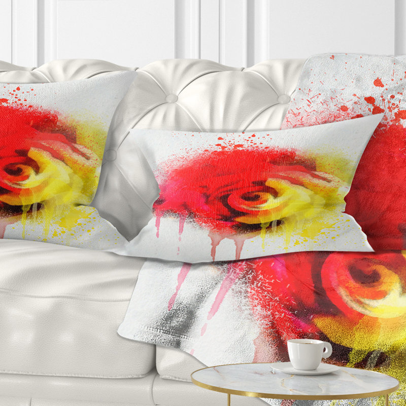 Coussin lombaire rose aquarelle flowerswork magnifique