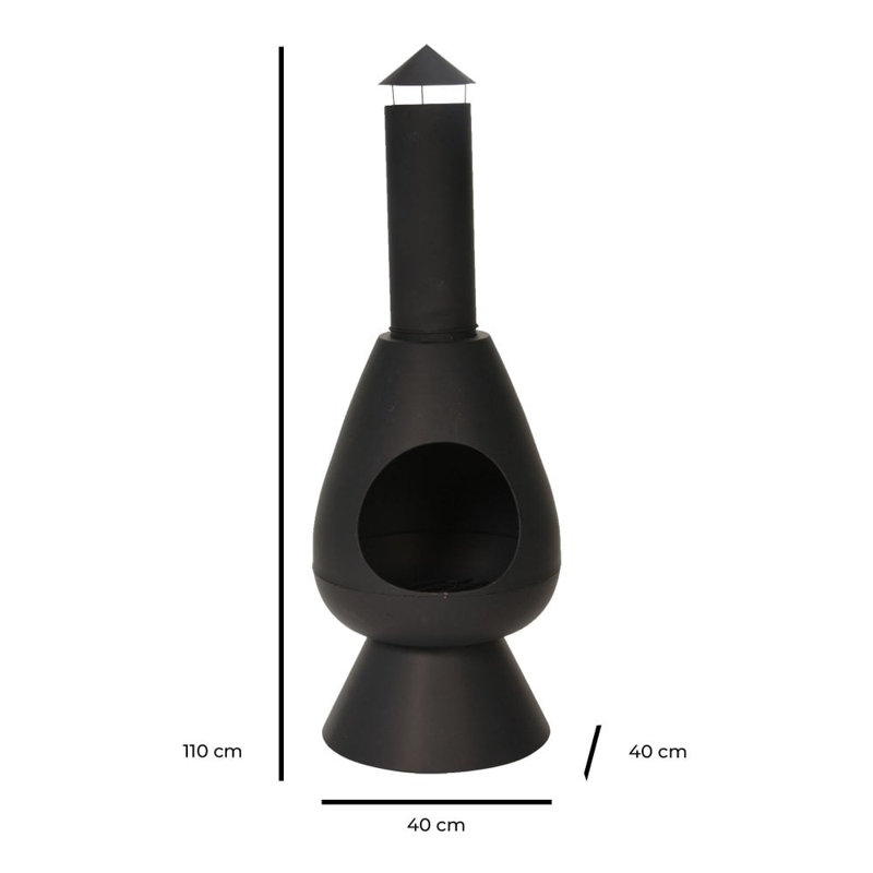Oval Steel Wood Burning Smokeless Chimnea, Black