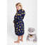 Peignoir à capuchon de luxe pour enfants avec ceinture à poches avant - ciel de nuit