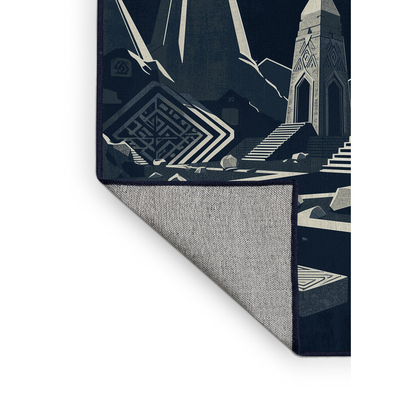 Tapis art déco lavable à la machine Alan Alien Temple Ruins, 3 x 5