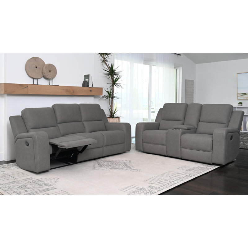 Ensemble de salon inclinable 2 pièces Bethanni, Gris anthracite