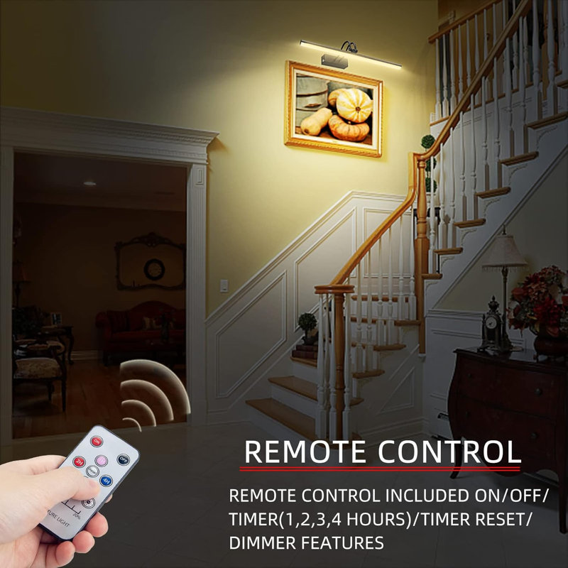 16 in. Wall Mount Picture Light with Remote Control, Black