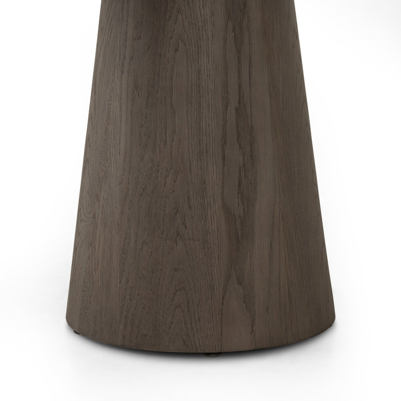 Emelun Round Dining Table 42", White Marble/Weathered Dark Oak