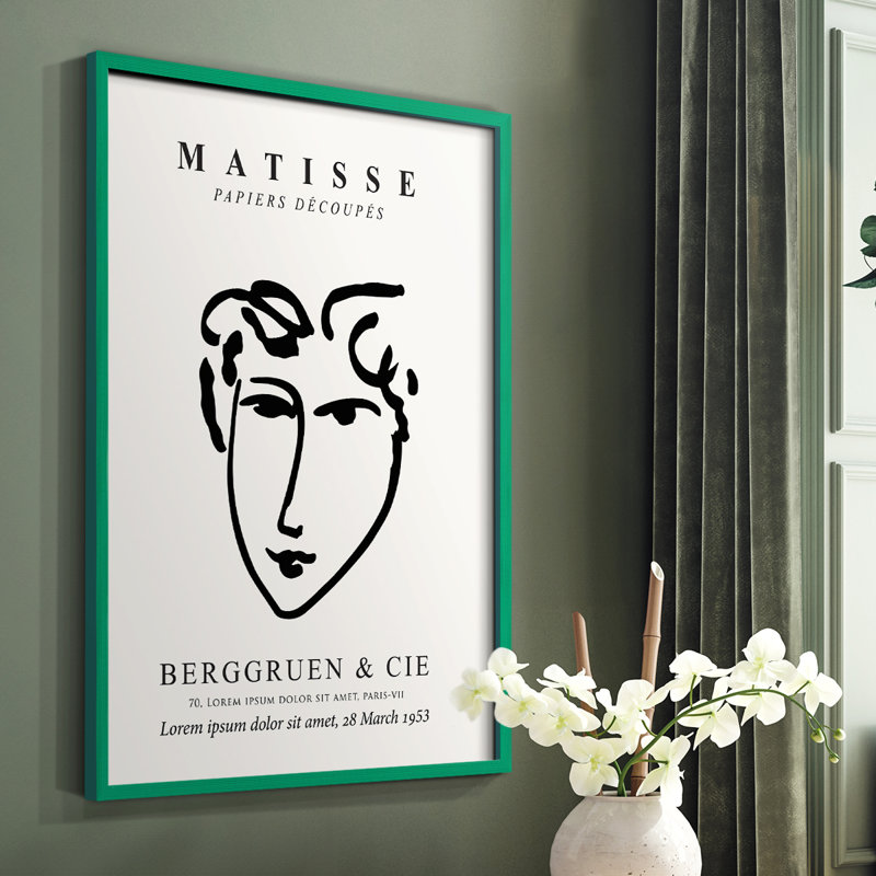 Matisse Lxxvi, reproduction encadrée - bois massif, Vert, H 10 po x l 8 po