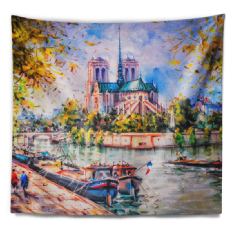 Paysage notre dame paris tapisserie, H 32 po x l 39 po