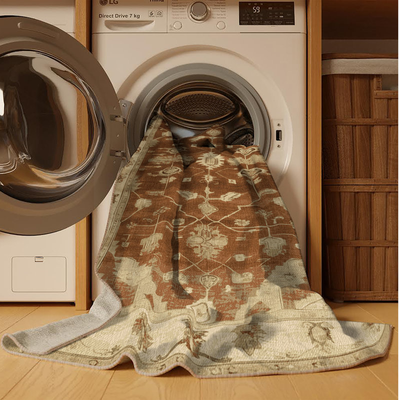 Tapis brun lavable à la machine, Carré 8 pi