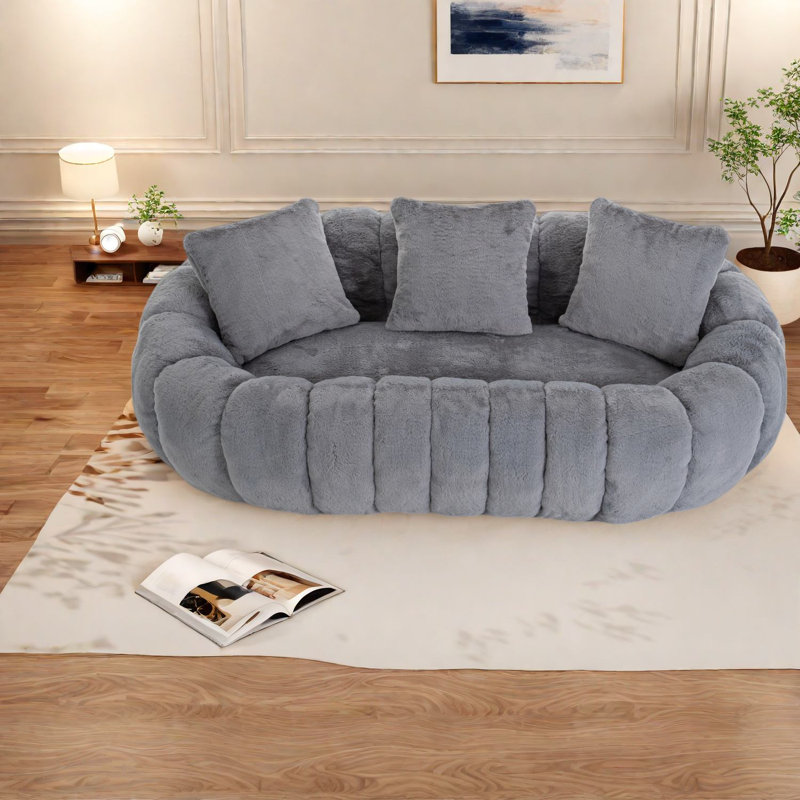 Canapé à deux places ultra-doux, en fausse fourrure, design moderne pour le salon