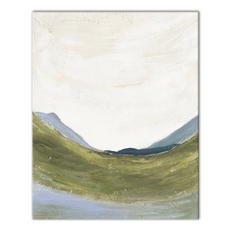 Paysage abstrait vert - peinture sur toile, Toile tendue, H 20 po x l 16 po x P 1,25 po