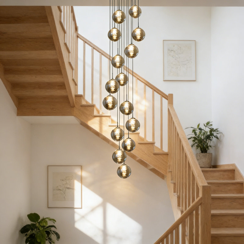 Amice 15-Light Adjustable Glass Cluster Pendant, Grey