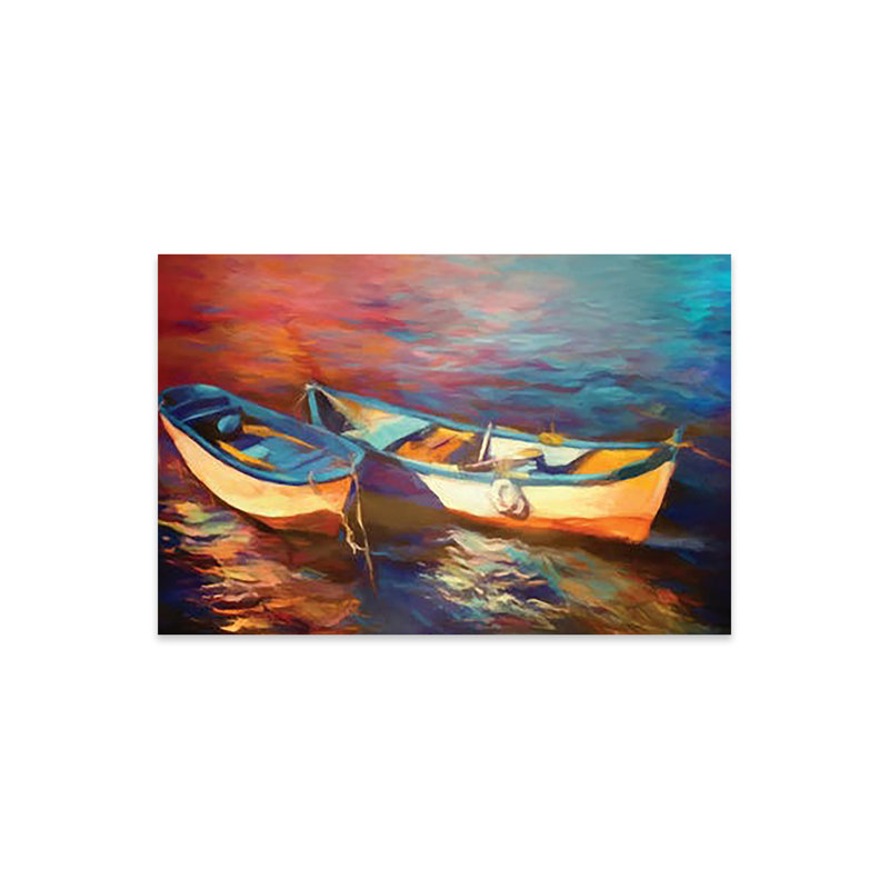 Canots au crépuscule, impression sur verre acrylique, H 16 po x l 24 po x P 0,25 po