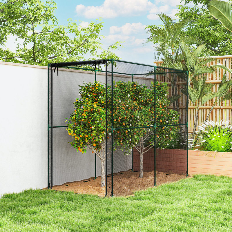 Outsunny Fruit Cage Bird Netting Heavy Duty Zipped Door 2 x 1 x 1.6m Black