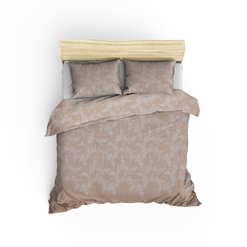 Ensemble de housse de couette en mélange de coton beige / gris 2 pièces Gaskin