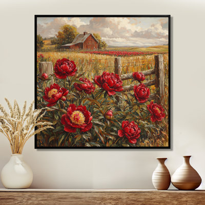 Dahle, rétro pivoines rouges par The Barn II - pivoines, art mural