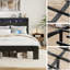 Structure de lit Structure de lit plateforme en bois avec tête de lit à DEL avec rangement et 2 USB sans bruit, sommier tapissier requis et outil d'assemblage facile Grand rangement sous le lit