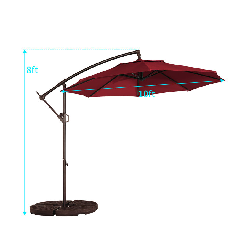 Parasol en porte-à-faux 10 pi Anasa, Rouge