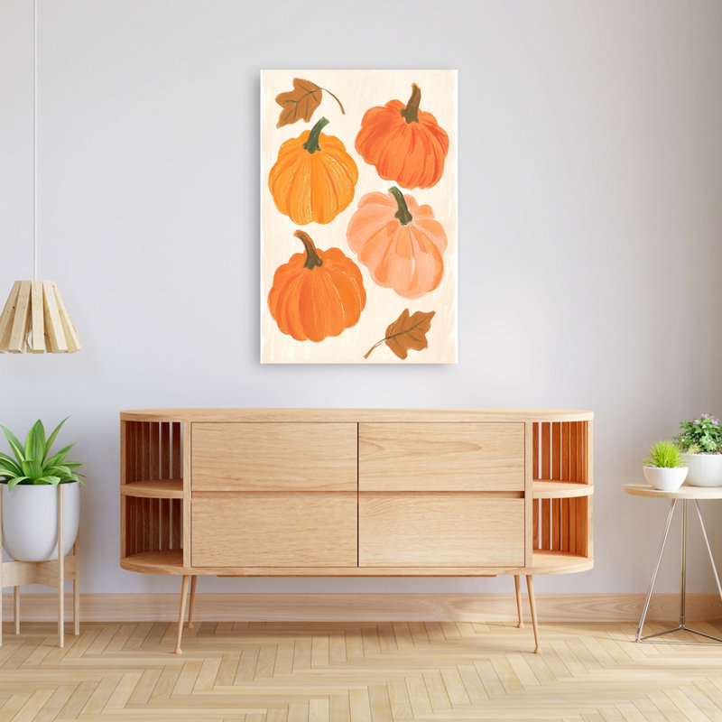 «Painted Autumn Pumpkins», impression d'art abstrait paysage rustique organique, H 48 po x l 32 po