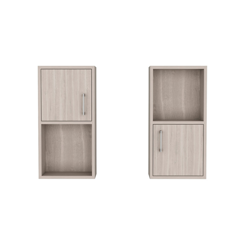 Oba 2-Pc Wall-Mounted Bathroom Medicine Cabinet with Open and Closed Storage, Beige