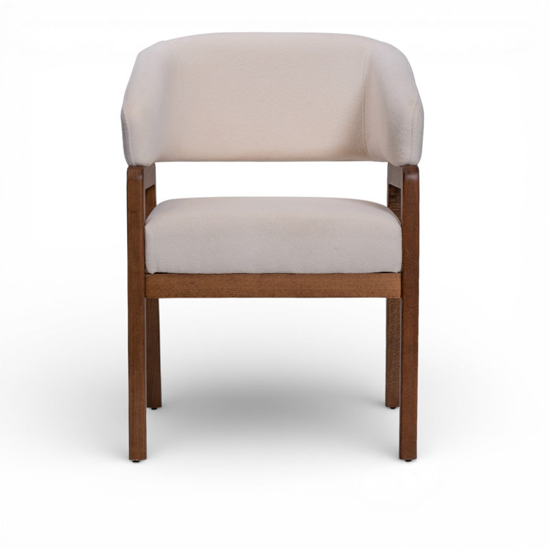 Enzo Walnut Upholstered Dining Chair - Armrest Modern Dining Chair - Side Chair for Living Room Dining Room Bedroom - Performance Fabric